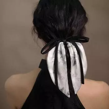 Атласные резинки для волос для женщин и девочек, держатель для хвоста, эластичная длинная лента, декор в виде банта, длинная вьющаяся тонкая повязка для волос, аксессуары для волос зелёный