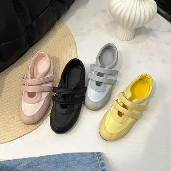 Атласные туфли-лодочки с круглым носком, женские, новинка весны и лета 2025 года, на липучке, с плоским дном, модные повседневные женские туфли Мэри Джейн 35 розовый