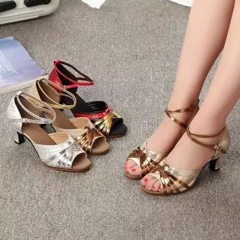 Атласные женские туфли на каблуках для танго, бальные туфли для женщин, танцевальная обувь, современные латинские туфли для сальсы, босоножки для девочек на квадратных каблуках 34