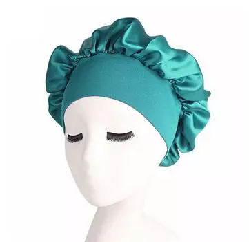 Атласный чепчик для сна женщин шелковые ночные чепчики для сна с резинкой для женщин 1PCS тил зеленый
