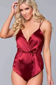 Атласный комбинезон с вышивкой Merry See, красная ночная рубашка