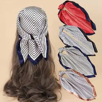Атласный маленький квадратный шарф 60 см шелковый шарф полосатый шарф с принтом декоративная повязка на голову модный женский шелковый шарф 60*60cm