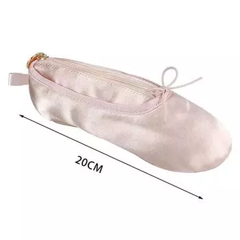 Атласный пенал, контейнер для карандашей, водонепроницаемая сумка для хранения балетной обуви с застежкой-молнией для школьных принадлежностей, вместимость, портативный белый