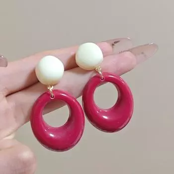 Атмосфера в стиле ретро Гонконга, круглые серьги контрастного цвета, женский отпускной стиль, синие серьги-гвоздики, серьги с преувеличенным дизайном