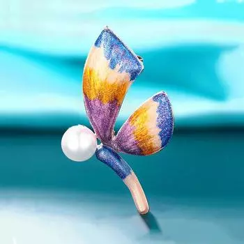 Атмосферная эмалевая брошь-бабочка женственная антибликовая булавка персонализированный жемчужный корсаж аксессуары для костюма синий