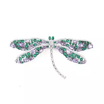 Атмосферная брошь «Стрекоза», животное, насекомое, нежная булавка с инкрустацией из меди и циркония, женский корсаж для пиджака фиолетовый