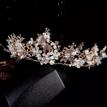 Атмосферная корона невесты, женская корона королевы, ручная работа, бриллианты, кристаллы, стразы, свадебная золотая корона, ободок для волос