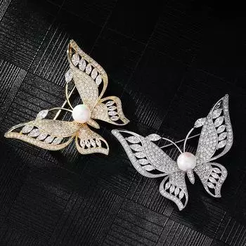 Атмосферная роскошная антибликовая брошь-бабочка, высококачественная брошь для одежды с аксессуарами, простая булавка золотой