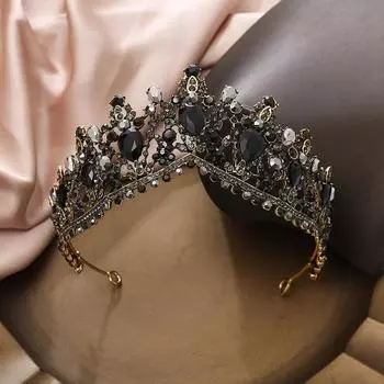 Атмосферная свадебная корона, черная свадебная тенденция, королевская корона, сплав, тиара, ободок
