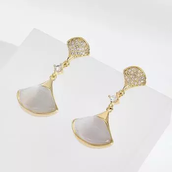 Атмосферные простые серьги-гвоздики «кошачий глаз» для маленькой юбки, настоящие золотые серьги с гальваническим покрытием, модные серьги золотой