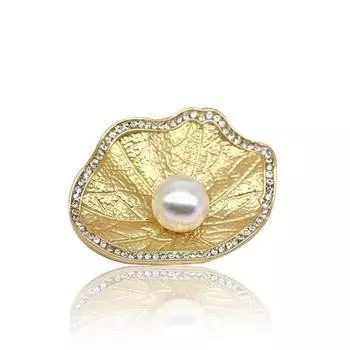 Атмосферный сплав жемчуг высококачественный лист лотоса брошь модный лотос женская одежда шелковый шарф пуговица