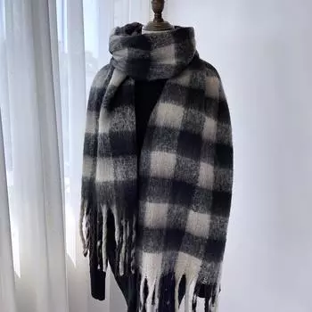 Atmosphere Sense Autumn/Winter Warm Scarf Women S New Style Tassel Versatile Stripe Thickened Neck Protection Trend 230-40cm