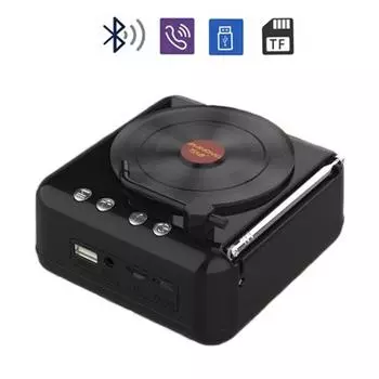 Атомный виниловый проигрыватель Bluetooth-динамик Креативное ретро-аудиорадио HIFI Звуковой эффект Сверхдлительный режим ожидания Bluetooth-музыка чёрный