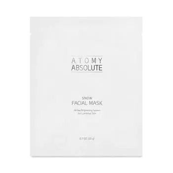 Atomy Абсолютная Снежная Маска для Лица (20 г х 5 шт.) Осветляющая система на весь день для сияющей кожи