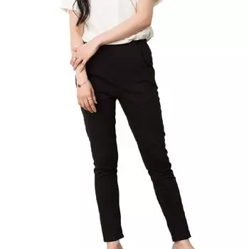 ATOW0005 Красивые ножки узкие брюки полностью эластичный пояс длинные брюки M черный [At One] женские чёрный
