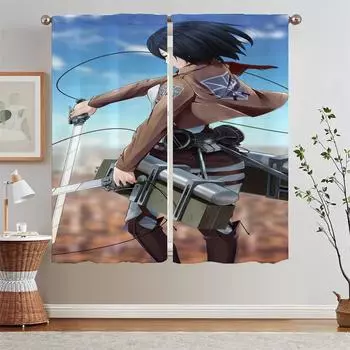 Атака титанов Curls Готовые шторы Дешевые вещи с бесплатной доставкой для дома Жалюзи Современные шторы для гостиной W50xH70cmx2pcs-CL