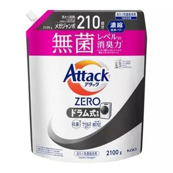 attack zero the best cleaning power in the history of attack liquid. sterile level deodorizing power drum type only refill 2100g