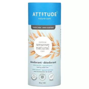 ATTITUDE, Oatmeal Sensitive Natural Care, Deodorant, Unscented, 85g (3oz)