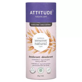 ATTITUDE, овсянка, натуральный уход для чувствительной кожи, дезодорант, ромашка, 85 г (3 унции)