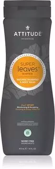 Attitude Super Leaves Sport Ginseng & Grape Seed Oil Gel De Douche Et Shampoing 2 En 1 Pour Homme TU прозрачный