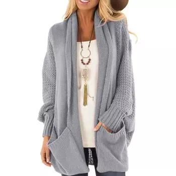 Attraco Новая женская зимняя куртка-кардиган с рукавами «летучая мышь»