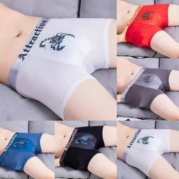 AttractiueМужское модное повседневное сексуальное нижнее белье-боксер с принтом скорпиона L чёрный