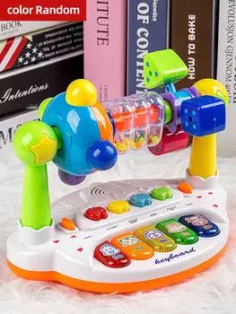 Attractive and Educational Piano Keyboard Toys, Pre Loaded Songs and Lights for Early Learning and Development,Battery Power,not Include Batteries Five Key Ringing Qin - Color Random синий