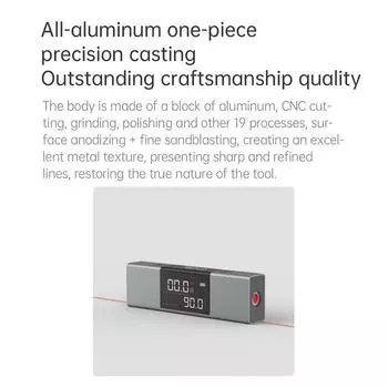 AtuMan DUKA LI1 Цифровой угловой искатель Лазерный транспортир Перезаряжаемый уровень и измеритель угла наклона Version 2 With Bracket серый