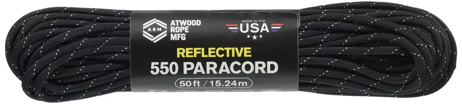 Atwood Rope Outdoor Camping Versatile Rope Paracord Reflective Black 15m Japanese 44046 [Genuine Product]