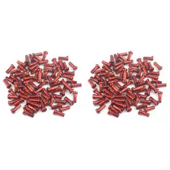 AU 100Pcs металлические ниппели для спиц 14G 2mm горного велосипеда велосипедные детали (красный)