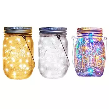 AU 10/20LED Солнечный сказочный гирляндный светильник в каменной банке для сада на открытом воздухе, свадебной вечеринки, деко 13.5*9cm