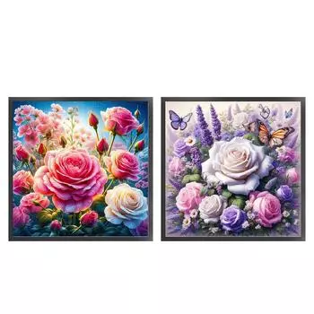 AU 2 шт. Полная вышивка хлопковая нить 14CT принт цветы крестиком 40x40/45x4