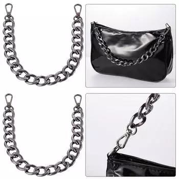 AU 2Pcs 40cm Punk Metal Толстая цепь для сумки на плечо Ремень DIY Ручки для сумки (Блэк