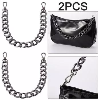AU 2Pcs 40cm Punk Metal Толстая цепь для сумки на плечо Ремень DIY Ручки для сумки (Блэк