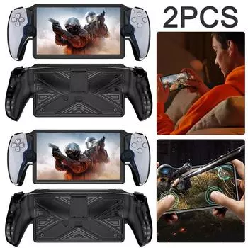 AU 2Pcs Game Machine Grip Shell Case с подставкой противоударный для PS5 Portal (черный