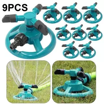 AU 360 Degree 3 Nozzle Garden Sprinkler Auto Watering Grass Lawn Tool (Green)