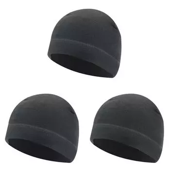 AU 3Pcs флисовая шапка бини модная флисовая спортивная шапка термо для мужчин и женщин (серый)