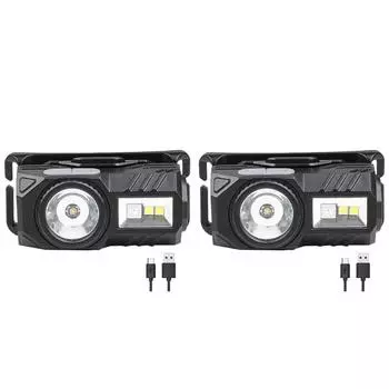 AU 400LM Cap Clip Lights 5 режимов освещения для кемпинга, бега, пешего туризма (черный)