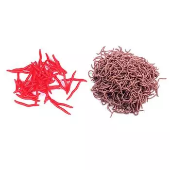 AU 50 шт./компл., мягкая приманка с червями, дождевые черви, рыболовные приманки из искусственного каучука, креветки Tac 4CM dark red