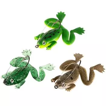 AU 5.5cm Frog Lure с крючком Topwater Artificial 3D Eye Fishing Soft Bait Access Green