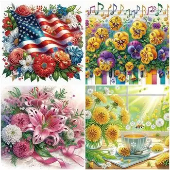 AU 5D DIY Частичный набор для алмазной живописи с особыми фигурными сверлами Цветочное украшение KH223