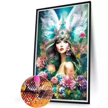 AU 5D DIY Full Round Drill Partial AB Diamond Painting Flower Fairy Decor 45x70c