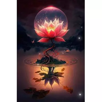 AU 5D DIY Полный Круглый Дрель Алмазная Картина Лотос Набор Домашний Декор Искусство Ремесло 40x60