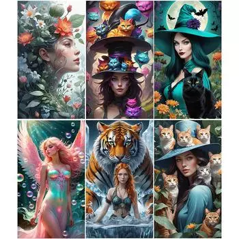 AU 5D DIY Полный Круглый Дрель Алмазная Картина Девочка Набор Домашний Декор Искусство Ремесло w3886