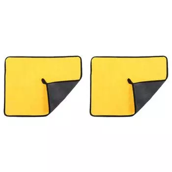 AU Coral Fleece Towel for Car Washing Home Cleaning Yellow+Grey (30x30cm)