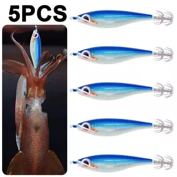 AU Luminous Shrimp Fishing Lure Squid Hook Cuttlefish Bait Sea Tackle (Blue)