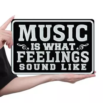 AU Металлическая пластина МУЗЫКА — ЭТО ТО, КАК ЗВУЧАТ ЧУВСТВА Прямоугольная железная картина 30x20