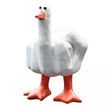 AU Mid-Finger Small Duck Sculpture Resin 7.5cm Creative Desktop Gift (Orange Cro