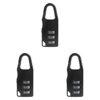 AU Mini 3-значный кодовый замок из цинкового сплава для дорожного багажа (черный)