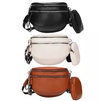 AU многокарманная нагрудная сумка повседневная женская сумка-мессенджер из искусственной кожи регулируемая для Pa чёрный